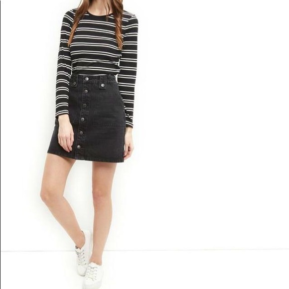 new look black denim skirt
